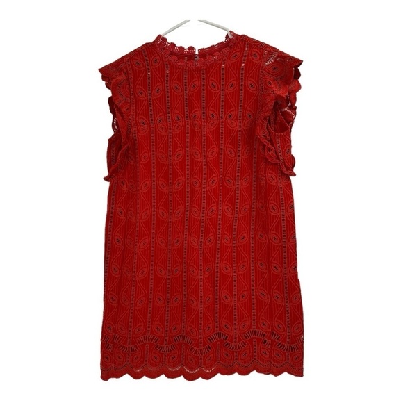 Anthropologie Tularosa Chetna Lace Tunic Dress Red Embroidered Mini Size Medium - Picture 2 of 7